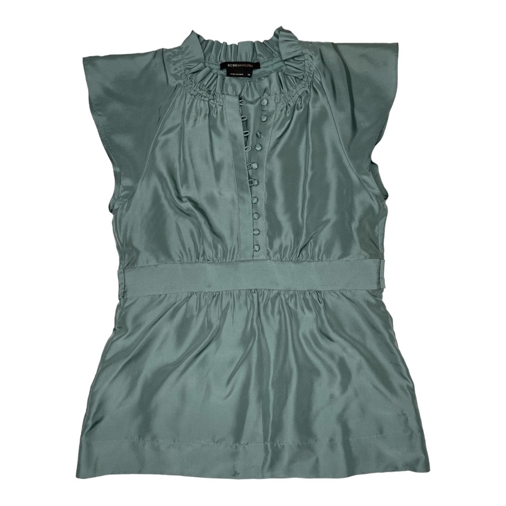 NWT BCBGMaxAzria Flutter sleeve silk blouse - XS